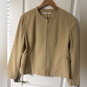 Marks & Spencer Camel Minimalist Zip Jacket Blazer UK 14 US 10 Office Career